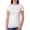 thumbnail image 1 of Wild Bobby My God Is Stronger Than Breast Cancer White Distressed Breast Cancer Awareness Women Slim Fit Junior Tee, White, Medium, 1 of 6