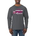 thumbnail image 1 of Wild Bobby My God is Stronger Than Breast Cancer Paint Splatter Cross Breast Cancer Awareness Men Long Sleeve Shirt, Charcoal, Large, 1 of 6