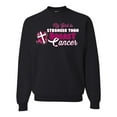 thumbnail image 1 of Wild Bobby My God is Stronger Than Breast Cancer Paint Splatter Cross Breast Cancer Awareness Unisex Crewneck Sweatshirt, Black, Small, 1 of 6