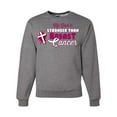 thumbnail image 1 of Wild Bobby My God is Stronger Than Breast Cancer Paint Splatter Cross Breast Cancer Awareness Unisex Crewneck Sweatshirt, Heather Grey, Large, 1 of 6