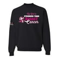 thumbnail image 1 of Wild Bobby My God is Stronger Than Breast Cancer Paint Splatter Cross US Flag Breast Cancer Awareness Unisex Crewneck Sweatshirt, Black, Small, 1 of 5