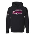 thumbnail image 1 of Wild Bobby My God is Stronger Than Breast Cancer Paint Splatter Cross US Flag Breast Cancer Awareness Unisex Hoodie Sweatshirt, Black, Small, 1 of 5