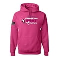 thumbnail image 1 of Wild Bobby My God is Stronger Than Breast Cancer Paint Splatter Cross US Flag Breast Cancer Awareness Unisex Hoodie Sweatshirt, Fuschia, Medium, 1 of 5
