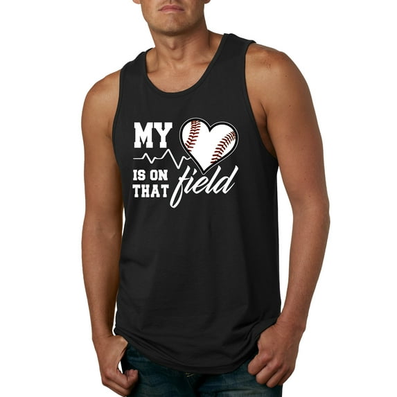 Wild Bobby, My Heart Is On That Baseball Field, Sports, Men Graphic Tank Top, Black, Small