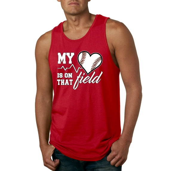 Wild Bobby, My Heart Is On That Baseball Field, Sports, Men Graphic Tank Top, Red, X-Large