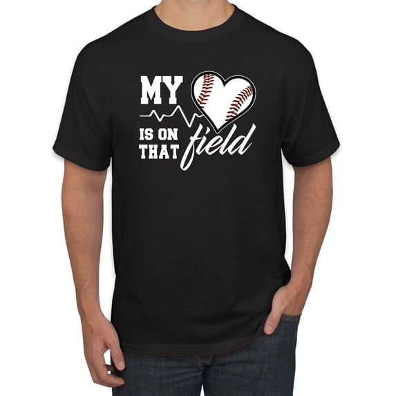 Wild Bobby, My Heart Is On That Baseball Field, Sports, Men Graphic Tee, Black, Small