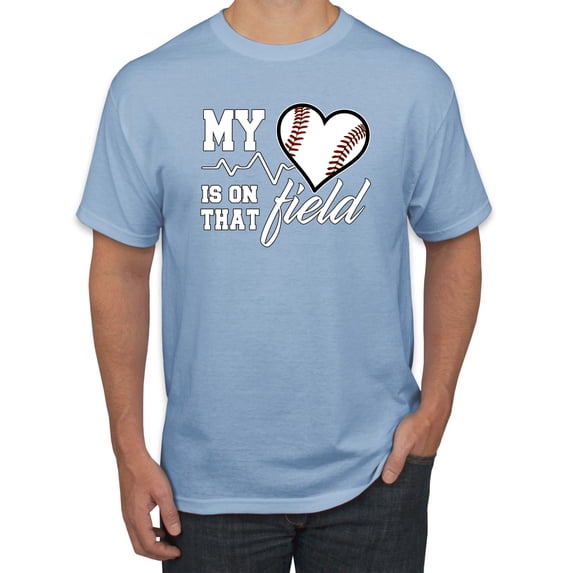 Wild Bobby, My Heart Is On That Baseball Field, Sports, Men Graphic Tee, Light Blue, Medium