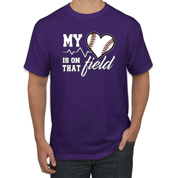 Wild Bobby, My Heart Is On That Baseball Field, Sports, Men Graphic Tee, Purple, Small