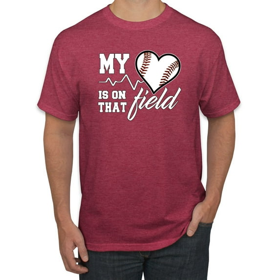 Wild Bobby, My Heart Is On That Baseball Field, Sports, Men Graphic Tee, Vintage Heather Red, XX-Large