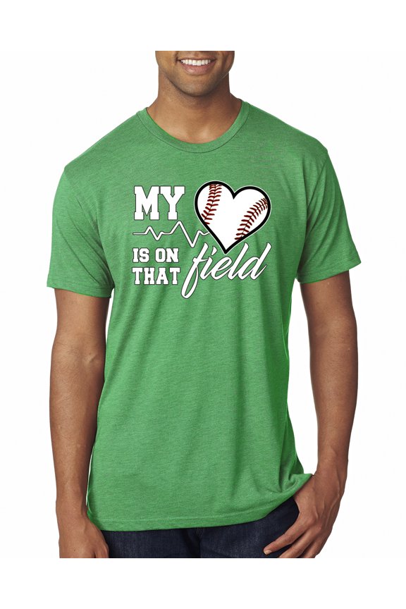 , My Heart Is On That Baseball Field, Sports, Men Premium Tri Blend Tee, Envy, Medium