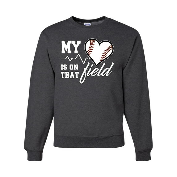 Wild Bobby, My Heart Is On That Baseball Field, Sports, Unisex Crewneck Graphic Sweatshirt, Heather Black, XX-Large