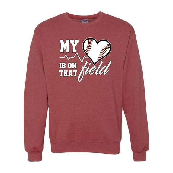 Wild Bobby, My Heart Is On That Baseball Field, Sports, Unisex Crewneck Graphic Sweatshirt, Vintage Heather Red, 3X-Large