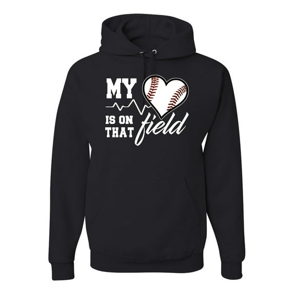 Wild Bobby, My Heart Is On That Baseball Field, Sports, Unisex Graphic Hoodie Sweatshirt, Black, Small