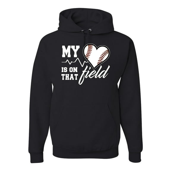 Wild Bobby, My Heart Is On That Baseball Field, Sports, Unisex Graphic Hoodie Sweatshirt, Black, Small