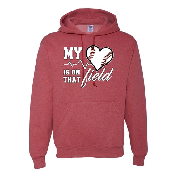Wild Bobby, My Heart Is On That Baseball Field, Sports, Unisex Graphic Hoodie Sweatshirt, Vintage Heather Red, 3X-Large