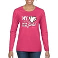 thumbnail image 1 of Wild Bobby, My Heart Is On That Baseball Field, Sports, Women Graphic Long Sleeve Tee, Fuschia, XX-Large, 1 of 4