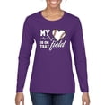 thumbnail image 1 of Wild Bobby, My Heart Is On That Baseball Field, Sports, Women Graphic Long Sleeve Tee, Purple, Medium, 1 of 4