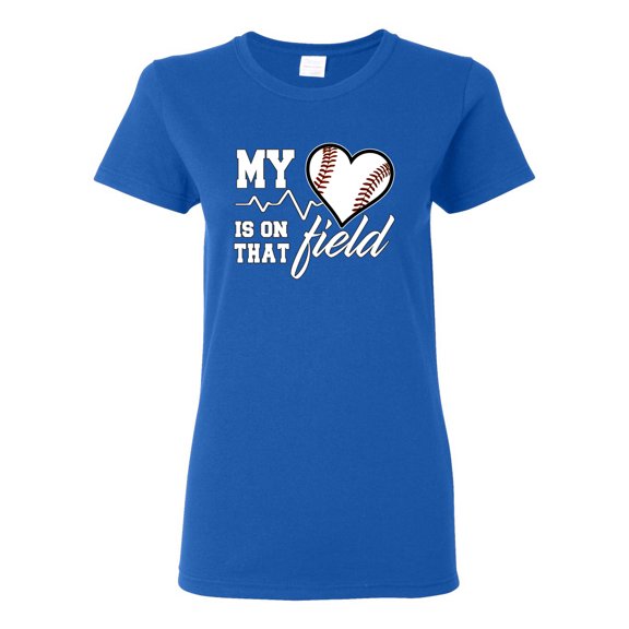 Wild Bobby, My Heart Is On That Baseball Field, Sports, Women Graphic Tee, Royal, Medium