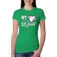 thumbnail image 1 of Wild Bobby, My Heart Is On That Baseball Field, Sports, Women Slim Fit Junior Tee, Kelly, XX-Large, 1 of 4