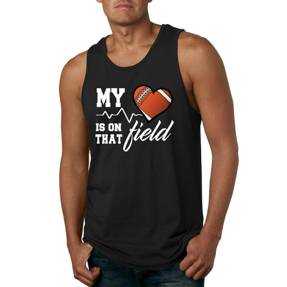 Wild Bobby, My Heart Is On That Football Field, Sports, Men Graphic Tank Top, Black, Small