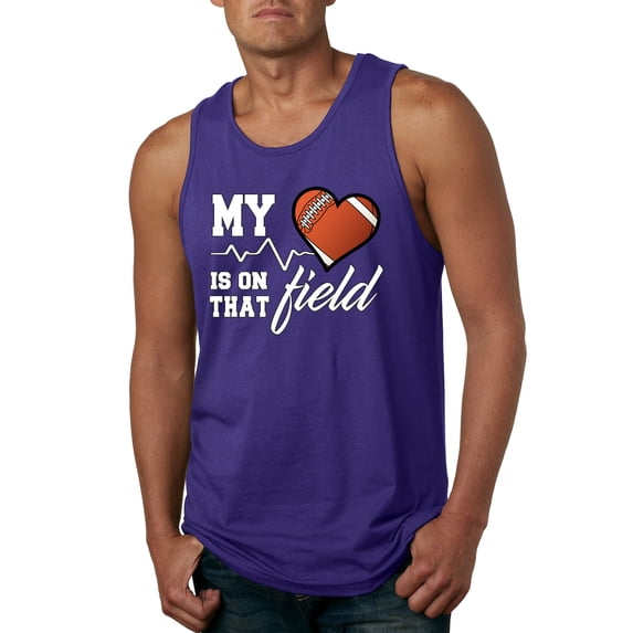 Wild Bobby, My Heart Is On That Football Field, Sports, Men Graphic Tank Top, Purple, Medium