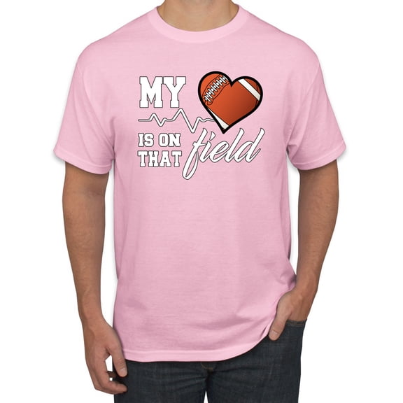 Wild Bobby, My Heart Is On That Football Field, Sports, Men Graphic Tee, Light Pink, Medium