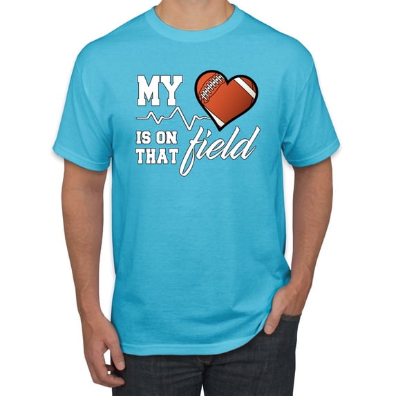 Wild Bobby, My Heart Is On That Football Field, Sports, Men Graphic Tee, Light Turquoise, X-Large
