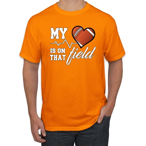 Wild Bobby, My Heart Is On That Football Field, Sports, Men Graphic Tee, Orange, 3X-Large