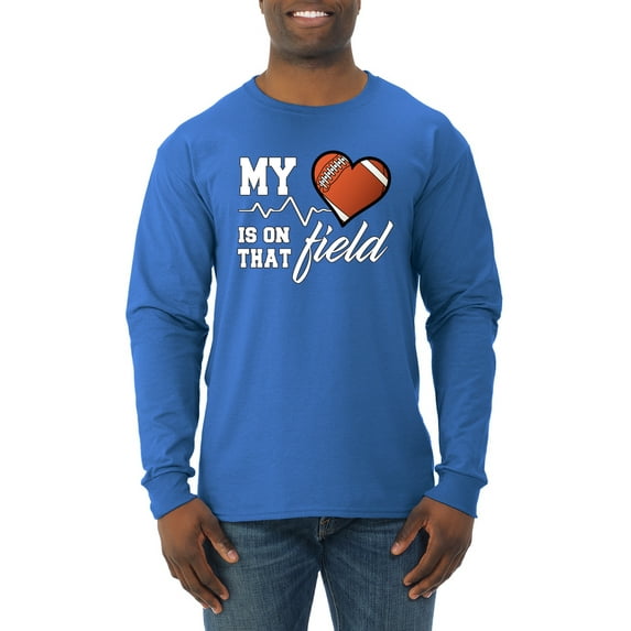 Wild Bobby, My Heart Is On That Football Field, Sports, Men Long Sleeve Shirt, Royal, XX-Large