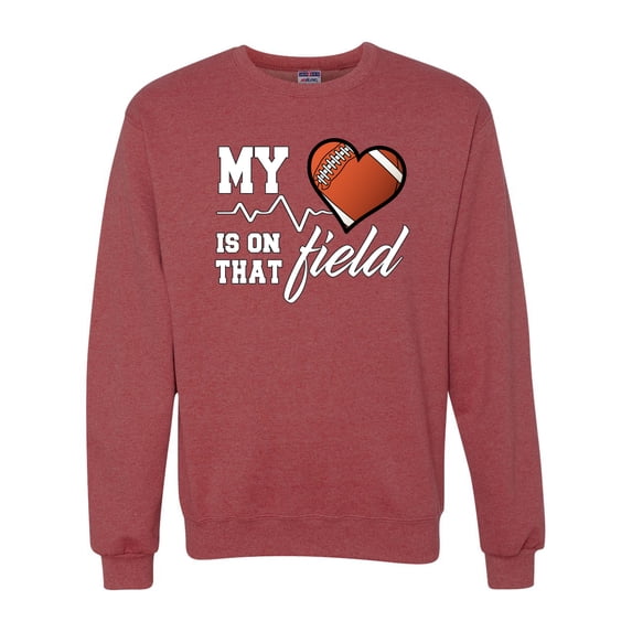 Wild Bobby, My Heart Is On That Football Field, Sports, Unisex Crewneck Graphic Sweatshirt, Vintage Heather Red, XX-Large