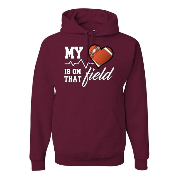 Wild Bobby, My Heart Is On That Football Field, Sports, Unisex Graphic Hoodie Sweatshirt, Maroon, X-Large
