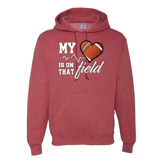 Wild Bobby, My Heart Is On That Football Field, Sports, Unisex Graphic Hoodie Sweatshirt, Vintage Heather Red, Medium