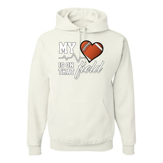 Wild Bobby, My Heart Is On That Football Field, Sports, Unisex Graphic Hoodie Sweatshirt, White, 3X-Large