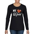 thumbnail image 1 of Wild Bobby, My Heart Is On That Football Field, Sports, Women Graphic Long Sleeve Tee, Black, Small, 1 of 4