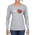 thumbnail image 1 of Wild Bobby, My Heart Is On That Football Field, Sports, Women Graphic Long Sleeve Tee, Heather Grey, Large, 1 of 4