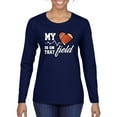 thumbnail image 1 of Wild Bobby, My Heart Is On That Football Field, Sports, Women Graphic Long Sleeve Tee, Navy, Medium, 1 of 4