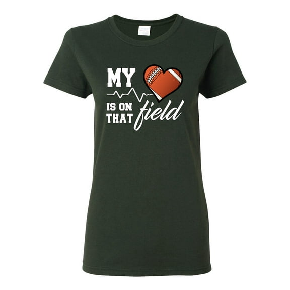 Wild Bobby, My Heart Is On That Football Field, Sports, Women Graphic Tee, Forest Green, X-Large