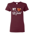 thumbnail image 1 of Wild Bobby, My Heart Is On That Football Field, Sports, Women Graphic Tee, Maroon, Large, 1 of 4
