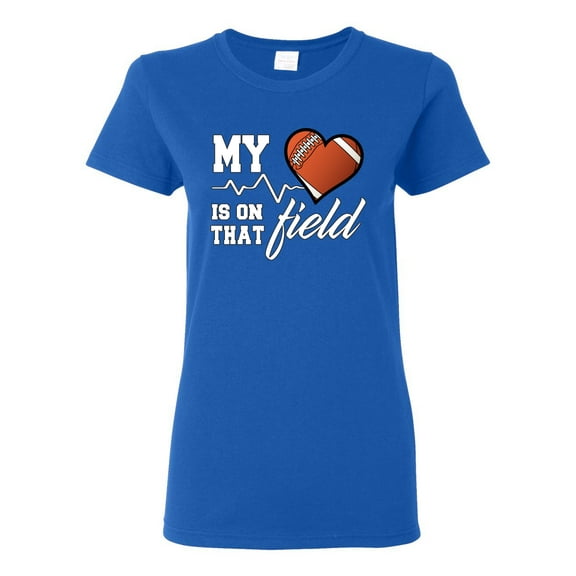 Wild Bobby, My Heart Is On That Football Field, Sports, Women Graphic Tee, Royal, Small
