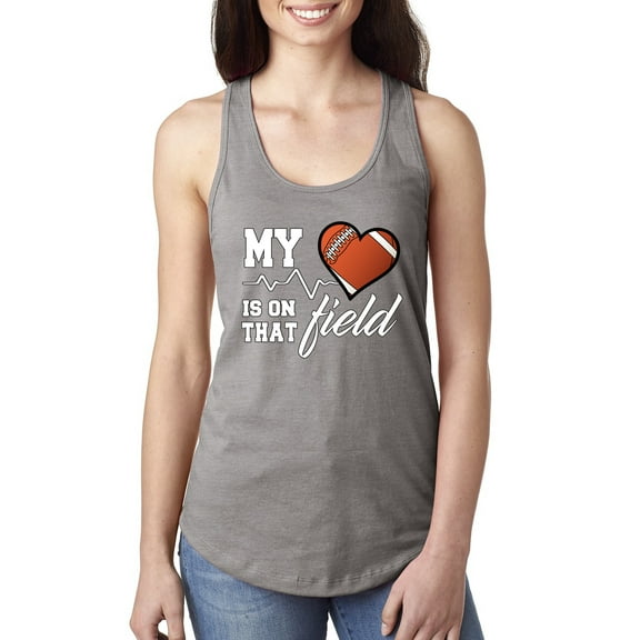 Wild Bobby, My Heart Is On That Football Field, Sports, Women Racerback Tank Top, Heather Grey, Large