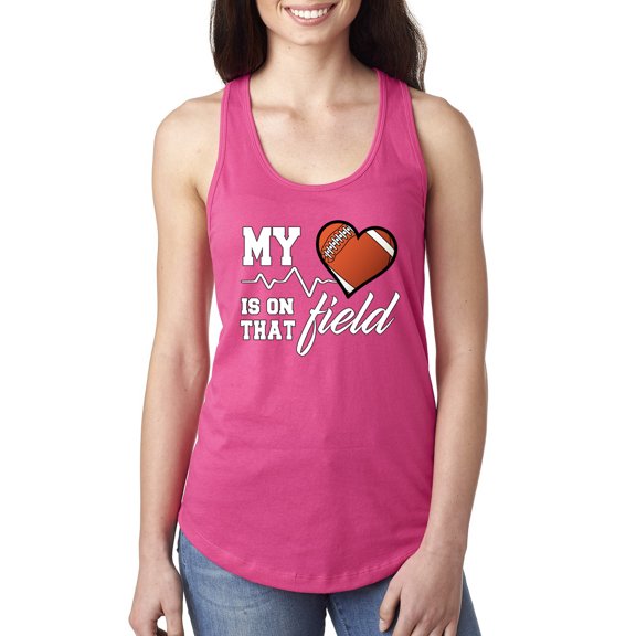 Wild Bobby, My Heart Is On That Football Field, Sports, Women Racerback Tank Top, Raspberry, Small