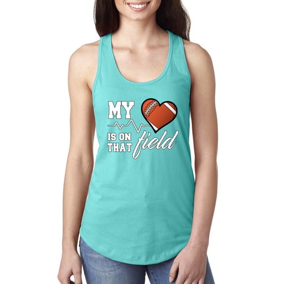 Wild Bobby, My Heart Is On That Football Field, Sports, Women Racerback Tank Top, Tahiti Blue, Medium