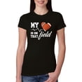 thumbnail image 1 of Wild Bobby, My Heart Is On That Football Field, Sports, Women Slim Fit Junior Tee, Black, Small, 1 of 4