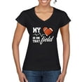 thumbnail image 1 of Wild Bobby, My Heart Is On That Football Field, Sports, Women Standard V-Neck Tee, Black, Small, 1 of 4