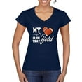 thumbnail image 1 of Wild Bobby, My Heart Is On That Football Field, Sports, Women Standard V-Neck Tee, Navy, X-Large, 1 of 4