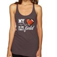thumbnail image 1 of Wild Bobby, My Heart Is On That Football Field, Sports, Women Tri-Blend Racerback Tank Top, Brown, Small, 1 of 4