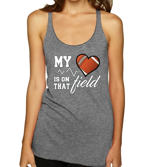 Wild Bobby, My Heart Is On That Football Field, Sports, Women Tri-Blend Racerback Tank Top, Premium Heather, Small