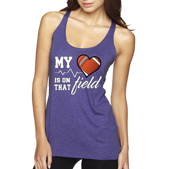 Wild Bobby, My Heart Is On That Football Field, Sports, Women Tri-Blend Racerback Tank Top, Purple Rush, X-Large