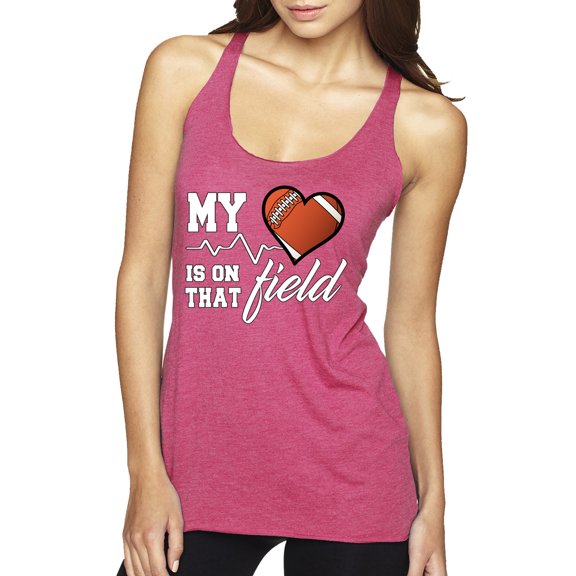 Wild Bobby, My Heart Is On That Football Field, Sports, Women Tri-Blend Racerback Tank Top, Vintage Pink, Small
