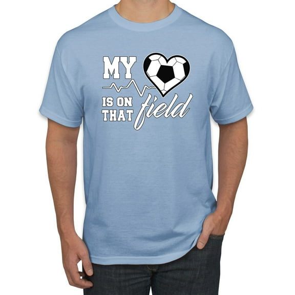 Wild Bobby, My Heart Is On That Soccer Field, Sports, Men Graphic Tee, Light Blue, Medium
